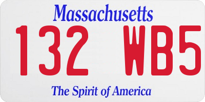 MA license plate 132WB5
