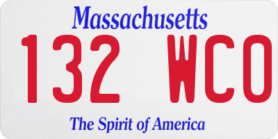 MA license plate 132WC0