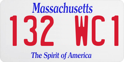 MA license plate 132WC1