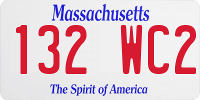 MA license plate 132WC2