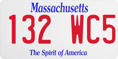 MA license plate 132WC5