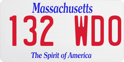 MA license plate 132WD0