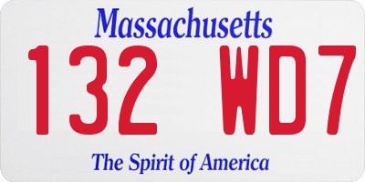 MA license plate 132WD7