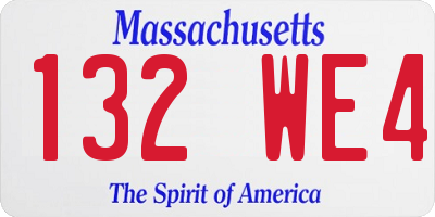 MA license plate 132WE4