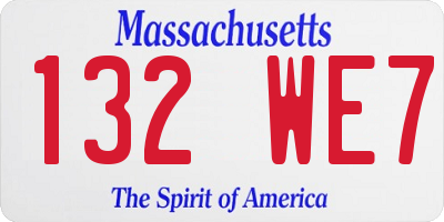 MA license plate 132WE7