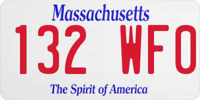 MA license plate 132WF0