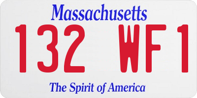 MA license plate 132WF1