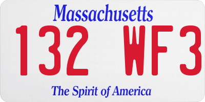 MA license plate 132WF3