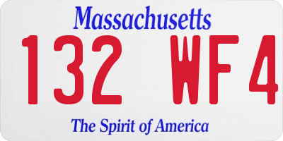 MA license plate 132WF4