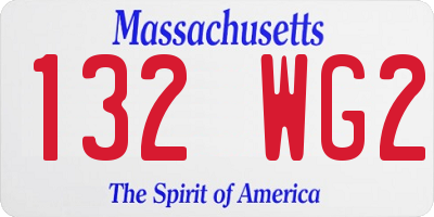 MA license plate 132WG2