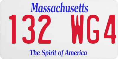 MA license plate 132WG4