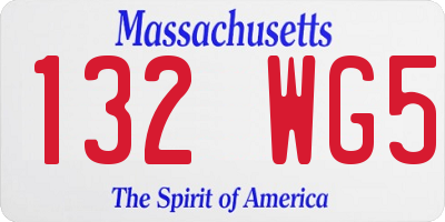 MA license plate 132WG5