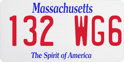 MA license plate 132WG6