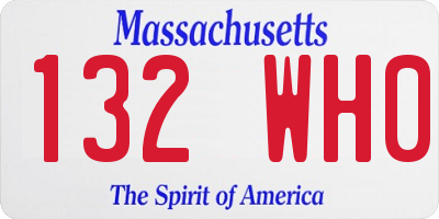 MA license plate 132WH0