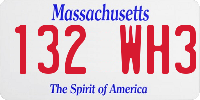 MA license plate 132WH3