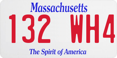 MA license plate 132WH4