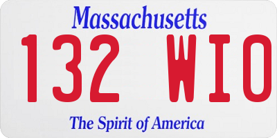MA license plate 132WI0