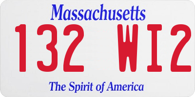 MA license plate 132WI2