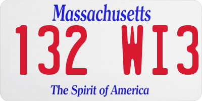 MA license plate 132WI3