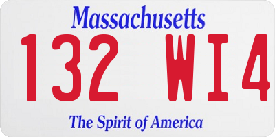 MA license plate 132WI4