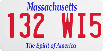 MA license plate 132WI5