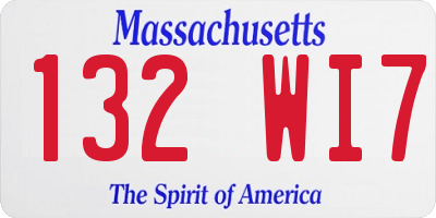 MA license plate 132WI7