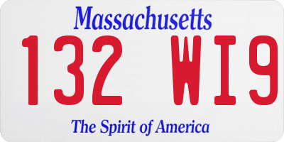 MA license plate 132WI9