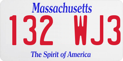 MA license plate 132WJ3