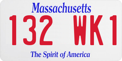 MA license plate 132WK1