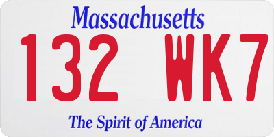 MA license plate 132WK7