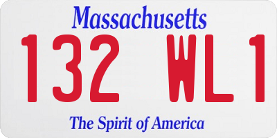 MA license plate 132WL1