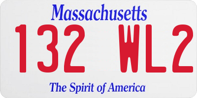 MA license plate 132WL2