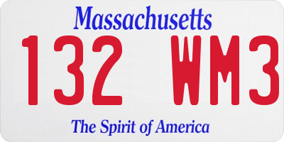 MA license plate 132WM3