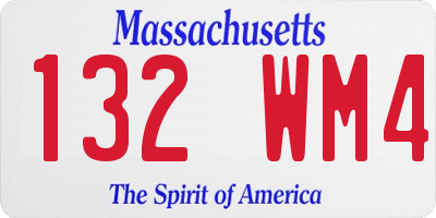 MA license plate 132WM4