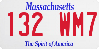 MA license plate 132WM7