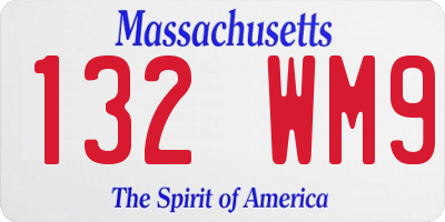 MA license plate 132WM9