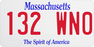 MA license plate 132WN0