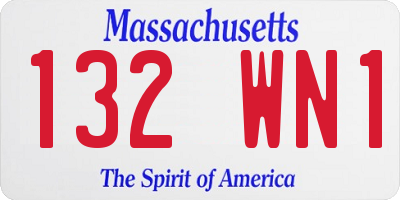 MA license plate 132WN1