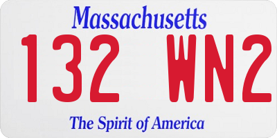 MA license plate 132WN2