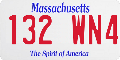 MA license plate 132WN4