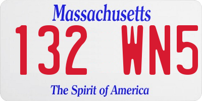 MA license plate 132WN5
