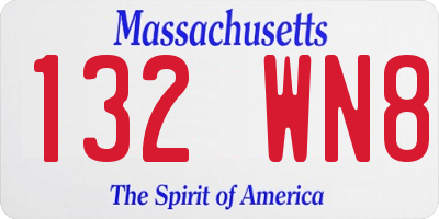 MA license plate 132WN8