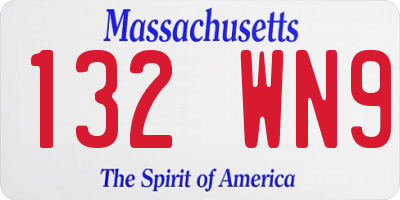 MA license plate 132WN9