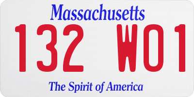 MA license plate 132WO1