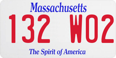MA license plate 132WO2