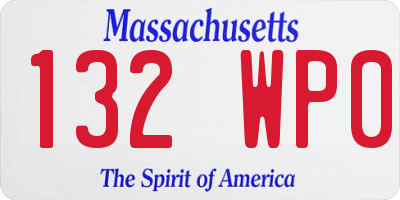 MA license plate 132WP0
