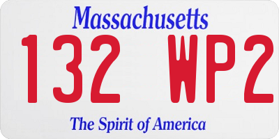 MA license plate 132WP2