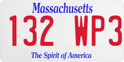 MA license plate 132WP3