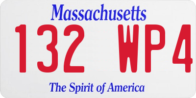 MA license plate 132WP4