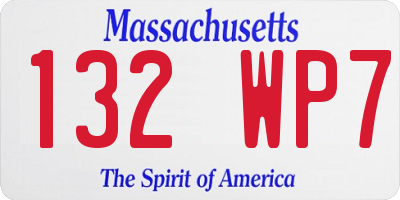 MA license plate 132WP7